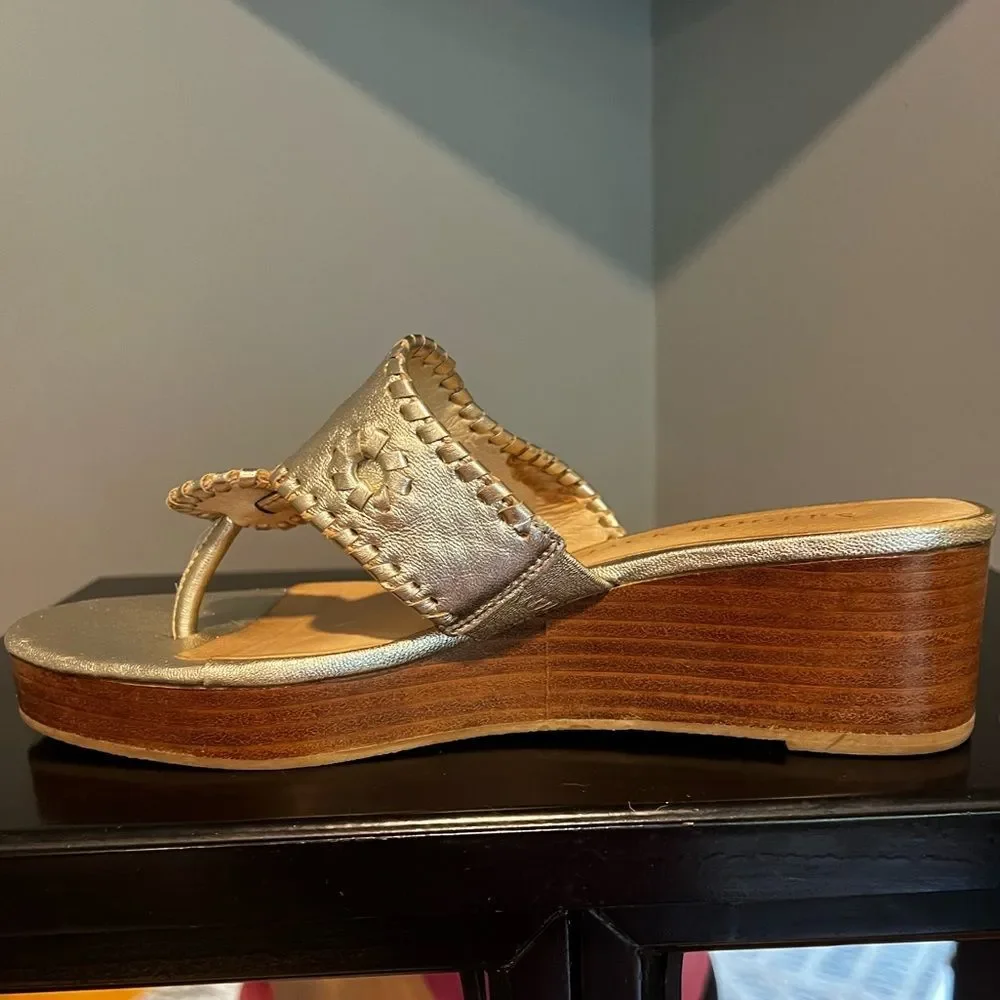 Jack Rogers Stacked Mid Wedge Platinum Platforms